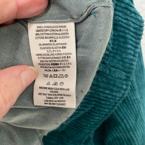 FREE PEOPLE Women's Sz M Teal Green Corduroy Stretch Jacket Pockets $148 - Picture 6 of 7